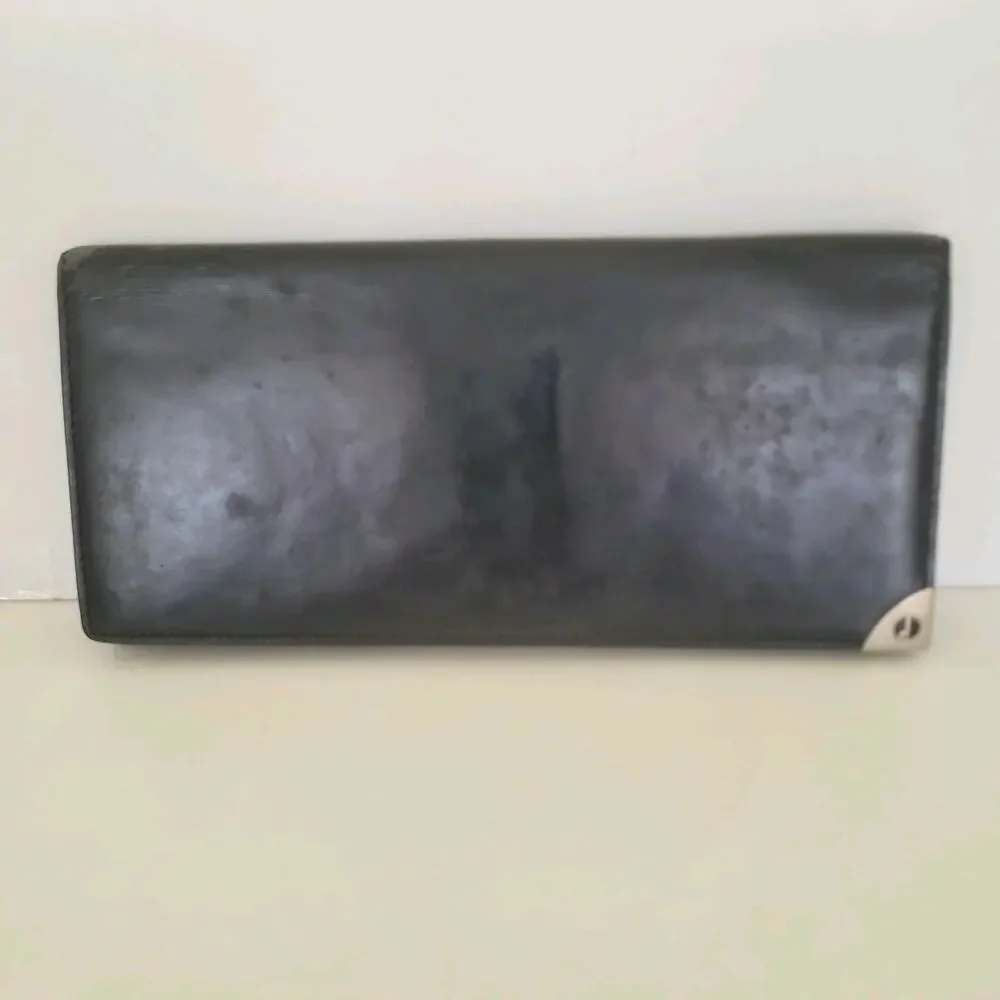 Dunhill Designer Checkbook Card Slim Bill Holder Wallet Black‎ Bifold Leather